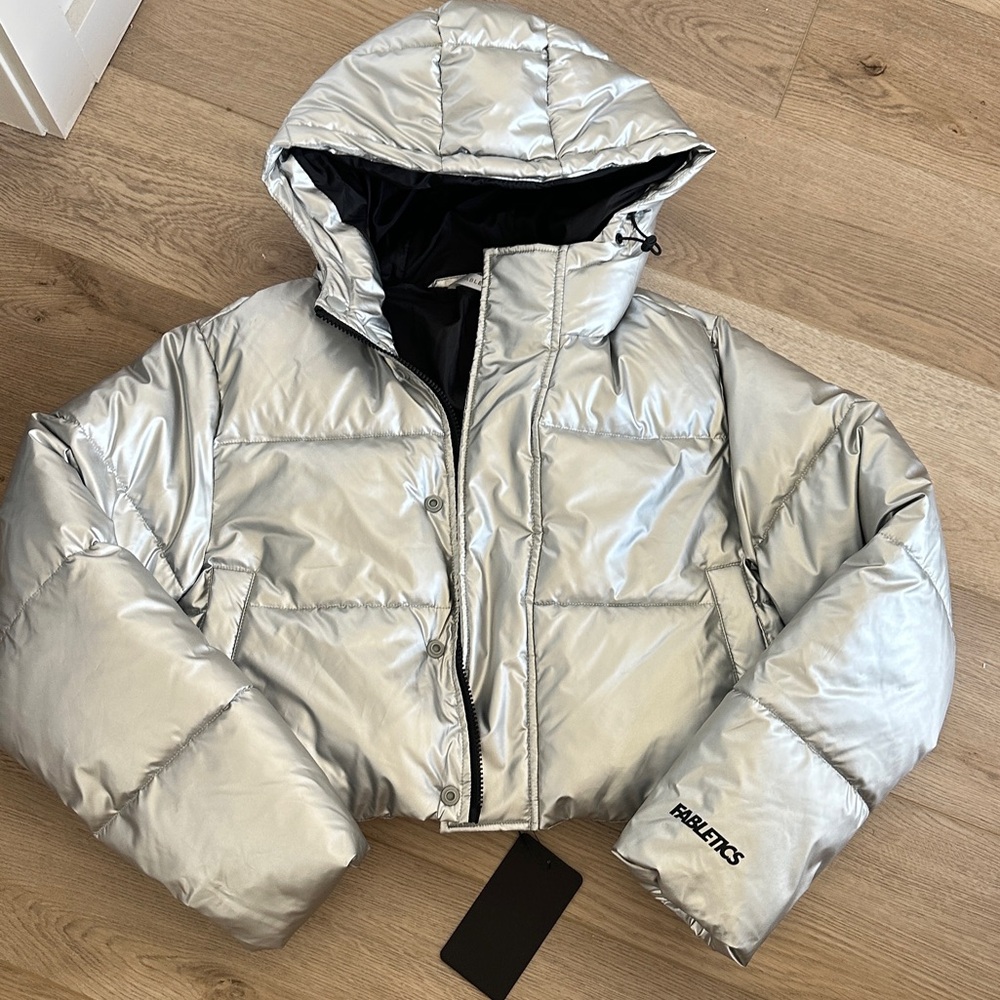 NWT FABLETICS Silver Puffer Jacket